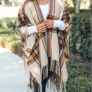NWT plaid Ruana wrap